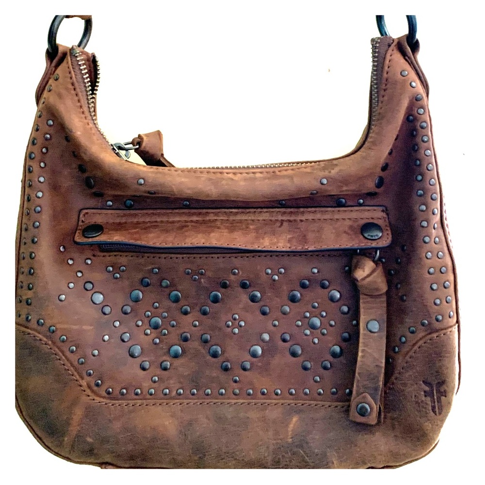 Frye, Melissa Zip Small Studded Hobo (34DB…